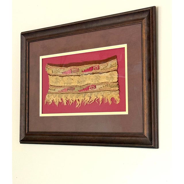 American Collection of Two Framed Pre-Columbian Textile Panels Chimu Chancay Culture For Sale - Image 3 of 12