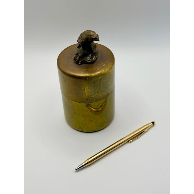 Vintage Brass Eagle Lidded Canister – Sculptural Bird Box / Hollywood Regency Decor For Sale - Image 4 of 6