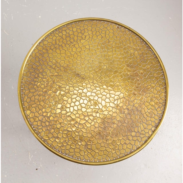 1940s French Chestnut & Copper Table Sellette Side Table, 1940s For Sale - Image 5 of 8