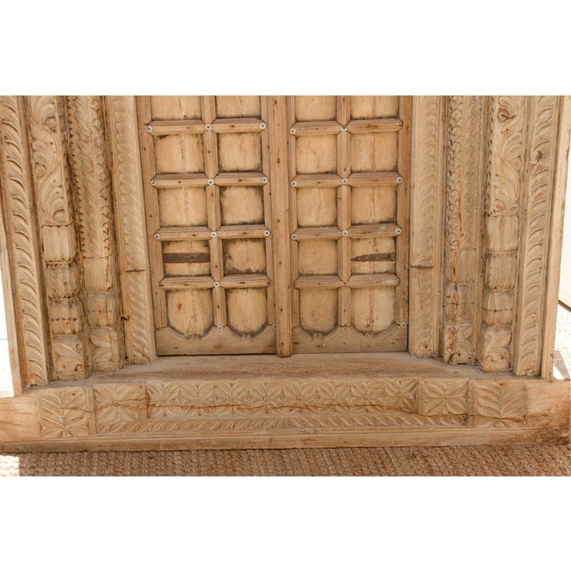 Massive Heavily Carved Antique Thar Desert Entrance Door For Sale - Image 15 of 16