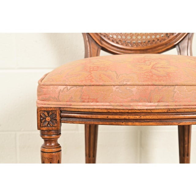 Brown Karges French Regency Louis XVI Carved Walnut Cane Back Side Chairs or Dining Chairs, Pair For Sale - Image 8 of 13