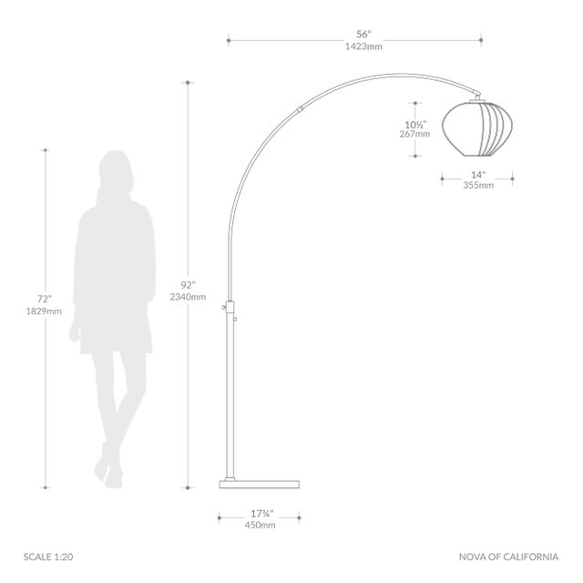 Mid-Century Modern Float Arc Floor Lamp - Satin Nickel, Sphere White Satin Shade, Steel Marble Base, Dimmable For Sale - Image 3 of 3