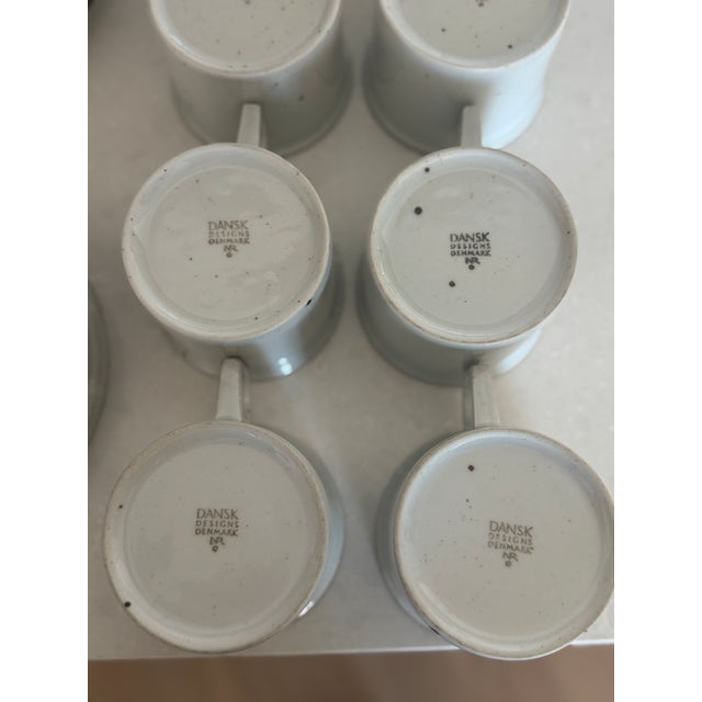 Mid-Century Modern Vintage Dansk Green Mist Coffee Cup & Saucer Set of 8 Niels Refsgaard Denmark Stoneware ( For Sale - Image 3 of 14