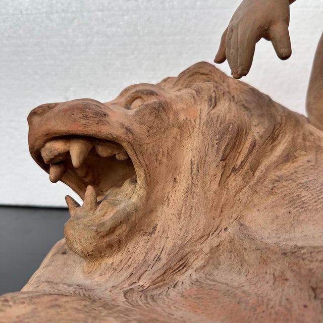 Léon Dufrène, Nude, Putto on a Lion's Skin, 1900s, Terracotta For Sale - Image 14 of 18