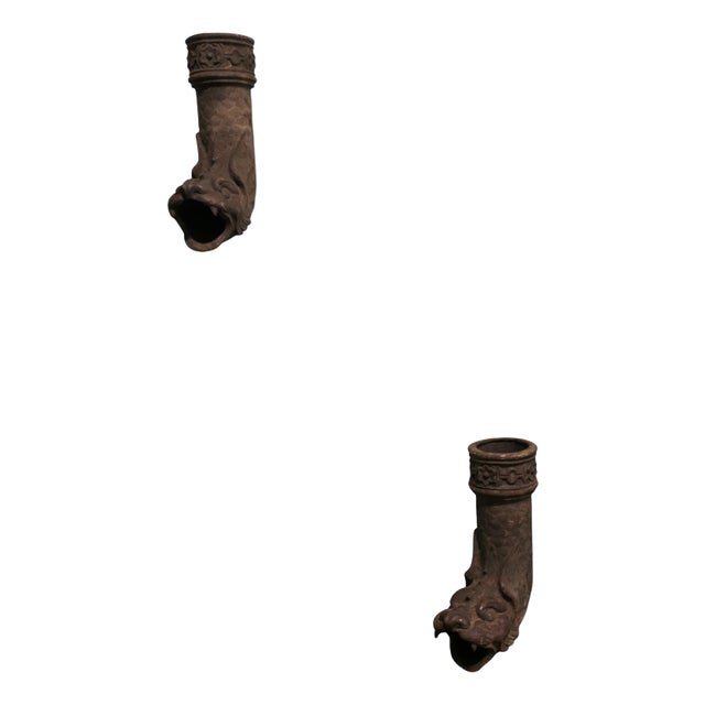 Cast Iron Dragon Drainpipe Spouts, Set of 2 For Sale