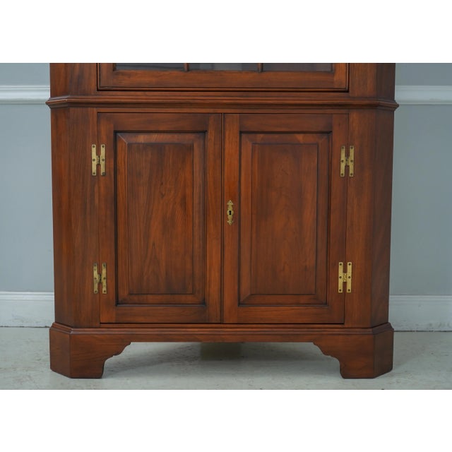 Wood Henkel Harris Cherry 12 Pane Corner China Cabinet For Sale - Image 7 of 12