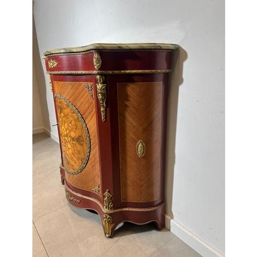 Marquetry Cabinet with Marble Top For Sale - Image 4 of 7