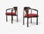Wood Edward Wormley, Horseshoe Chairs, Mahogany, Rosewood, Red Fabric, Usa, 1950s For Sale - Image 7 of 16