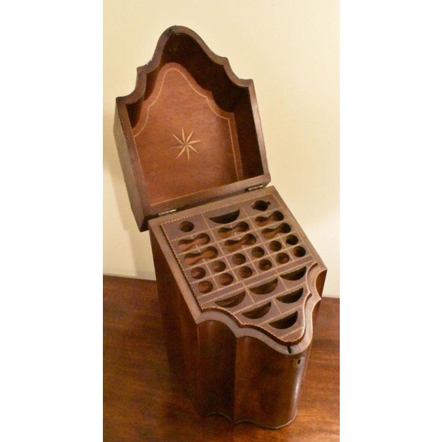 English inlaid mahogany Hepplewhite knife and flatware box allows you to display, as well as organize your flatware. The...