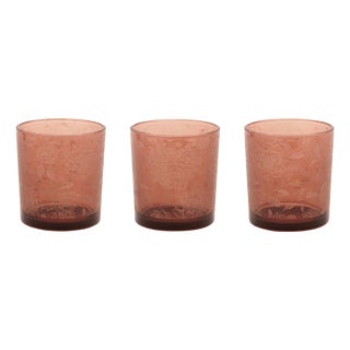 Amber Floral Print Votive Holder (Set of 3) For Sale