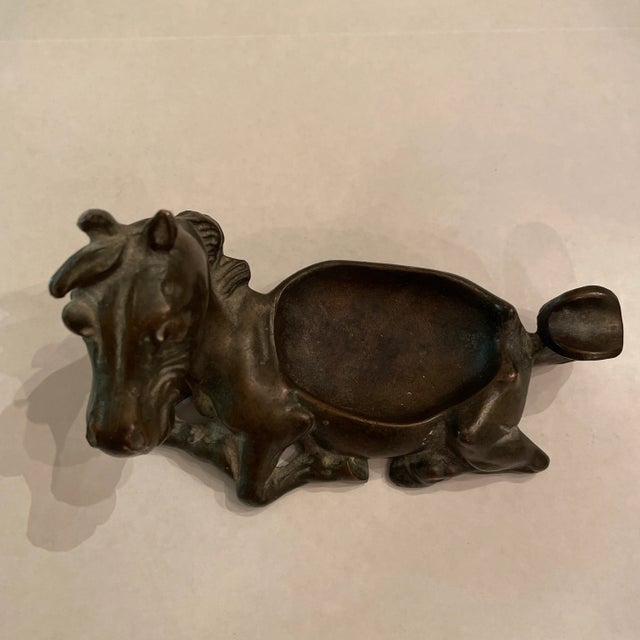 Whimsical vintage bronze horse ashtray ~ marked K&O Co. Made in USA ~ can be used as an ashtray or to hold...