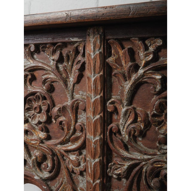 Vintage Carved Wooden Console With Architectural Arches For Sale - Image 4 of 7
