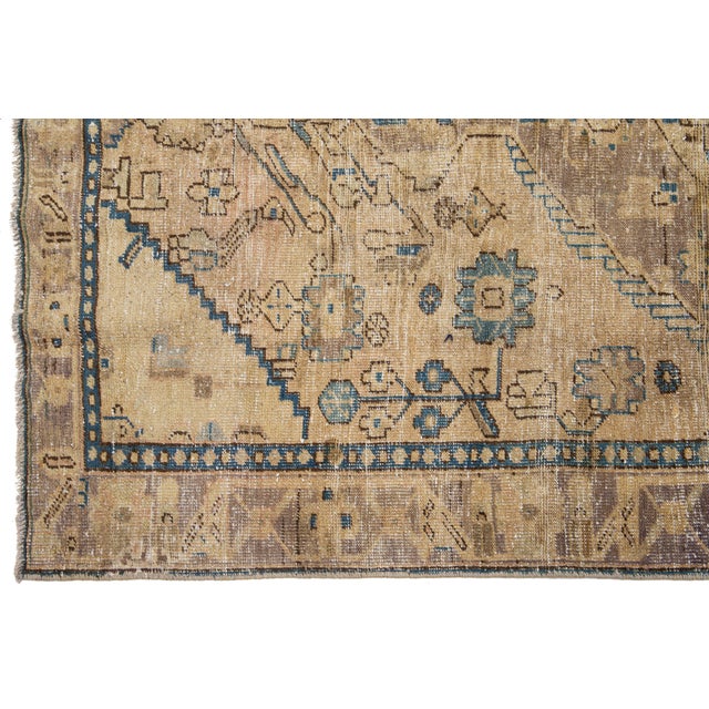 1960s Designed Vintage Distressed Persian Wool Rug in Brown For Sale - Image 5 of 8