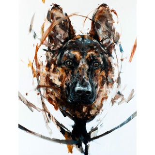 German Shepard 2 by Thibault Jandot | Oil Painting of a German Shepherd dog head. For Sale