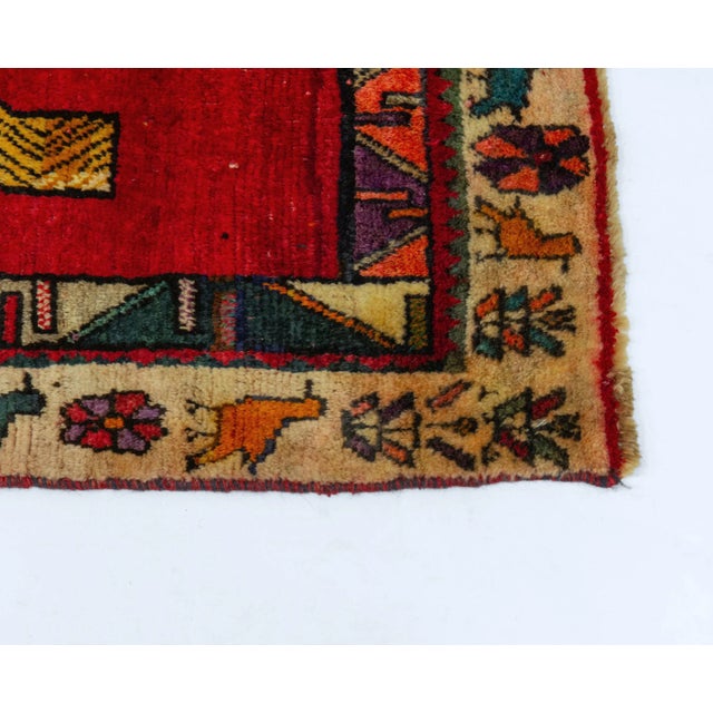 Late 20th Century Middle Eastern Hand Knotted Wool Tiger Pictorial Tribal Red Rug For Sale - Image 6 of 11
