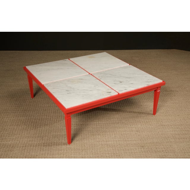 Restored Carrara Marble Coffee Table by Maison Jansen, c. 1940s, Signed For Sale - Image 9 of 12