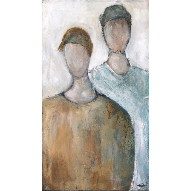 0612 - Contemporary Original Art for Sale Minimalist Abstract Figurative Mixed-Media Painting by Edith Konrad For Sale