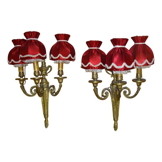 Napoleon III Wall Lights in Brass, 1890s, Set of 2 For Sale