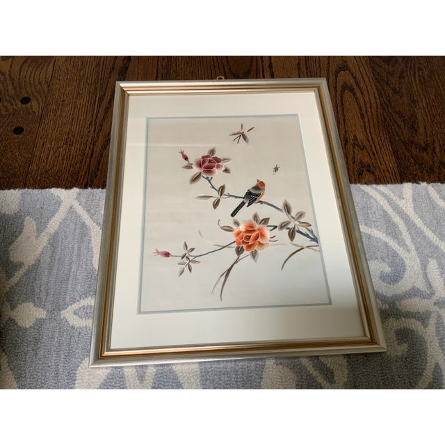 1970s Vintage Framed Asian Hand Embroidered Silk Art For Sale In Chicago - Image 6 of 13