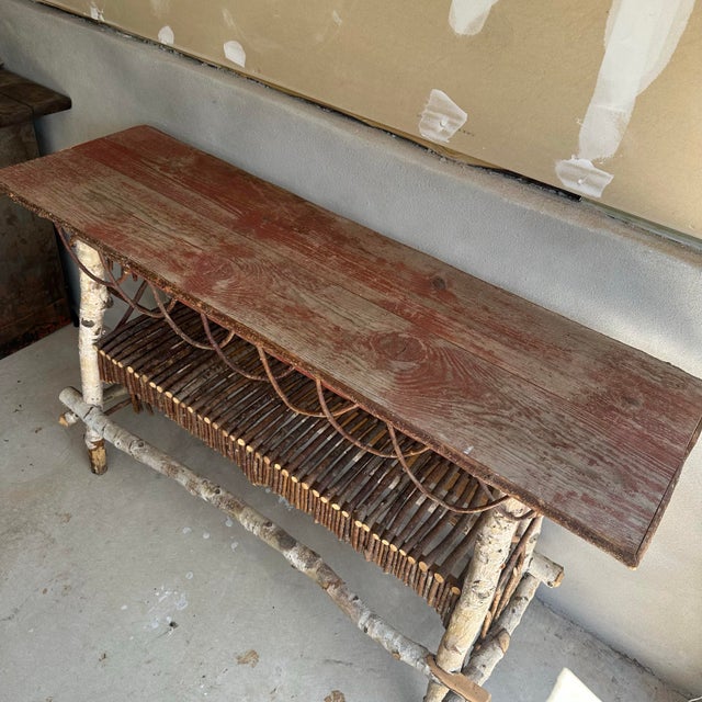 Adirondack Handmade Twig and Birch Wood Entry Table For Sale - Image 11 of 11