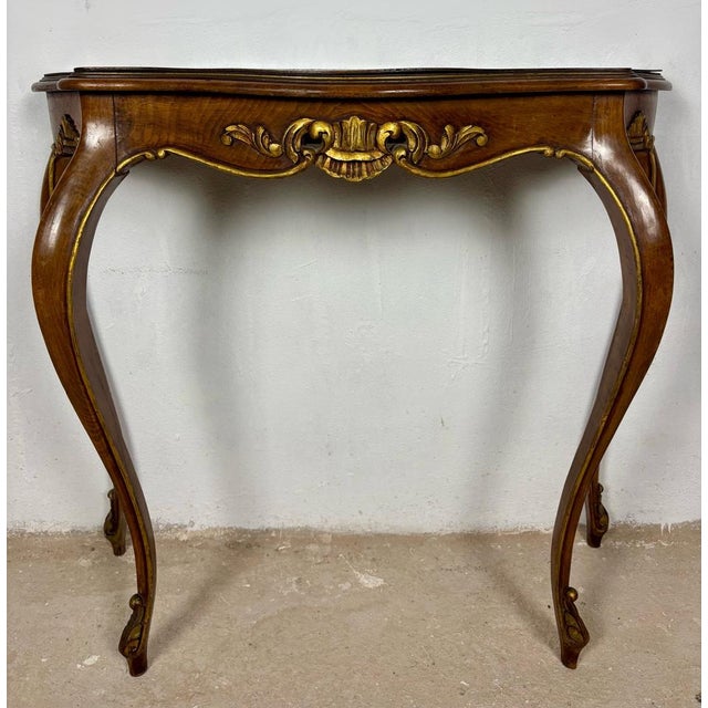 French Louis XV Style Walnut Console Table, 1930s For Sale - Image 10 of 13