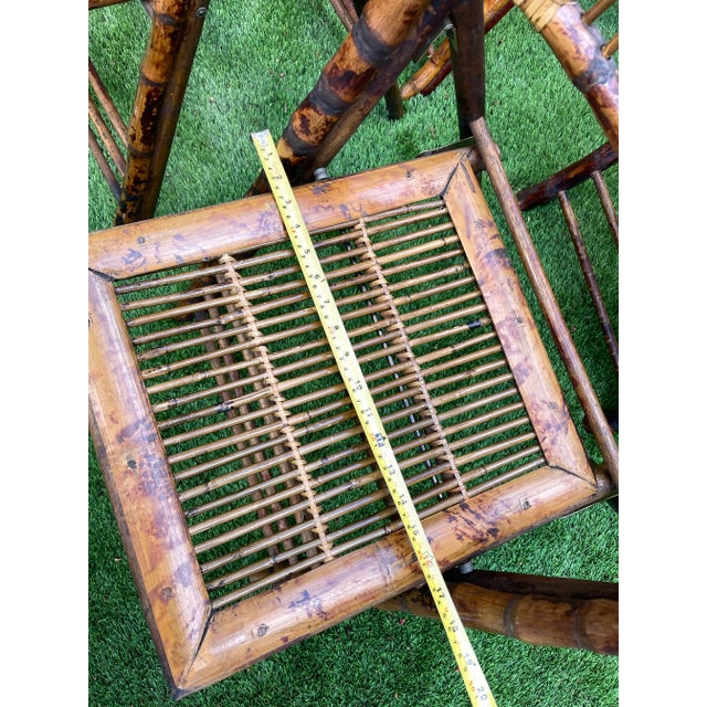 Mid 20th Century Vintage Tortoiseshell Bamboo Folding Chairs - Set of 4 For Sale - Image 9 of 12