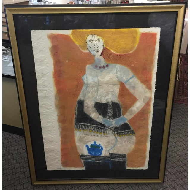 Printmaking Materials Theo Tobiasse Limited Edition Lithograph "Dame a La Theiere Bleue" For Sale - Image 7 of 7