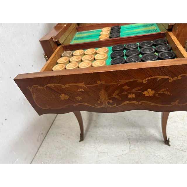 Louis XV Style Games Table with Marquetry Decoration, 20th Century For Sale - Image 3 of 15