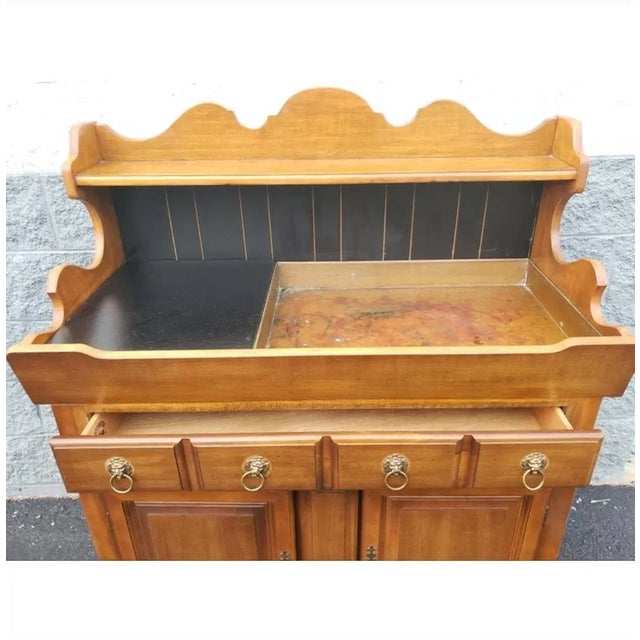 Vintage Bassett Maple Dry Sink Server Buffet Cabinet With Copper Lined Basin, Circa 1970s For Sale - Image 9 of 12