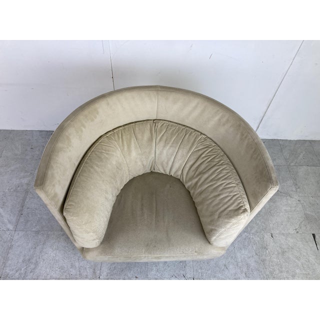 Beige Vintage High Back Lounge Chair attributed to Ligne Roset, 1990s For Sale - Image 8 of 12