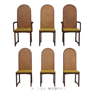 Walnut and Cane Dining Chairs by Milo Baughman - Set of 6 For Sale