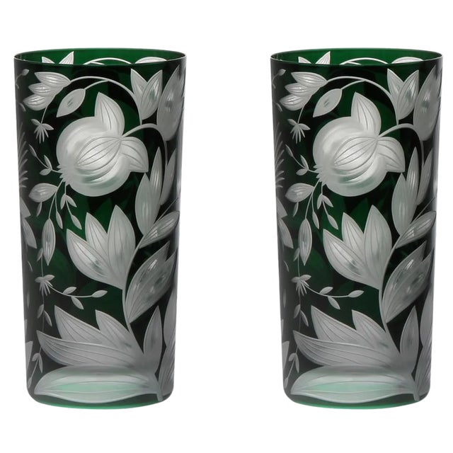 Traditional Verdure Highball Glasses British Racer Green - a Pair For Sale - Image 3 of 3