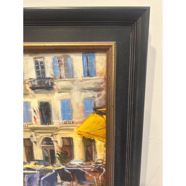 “Morning Light in a French Square” – Impressionist Oil on Board For Sale - Image 9 of 11