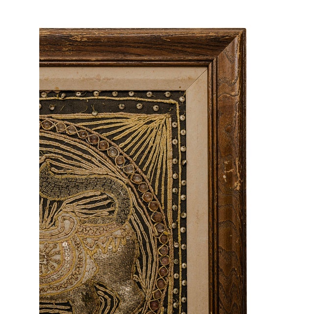 Vintage Mid-Century Burmese Kalaga Tapestries Featuring Embroidered Horse Motifs For Sale - Image 11 of 12