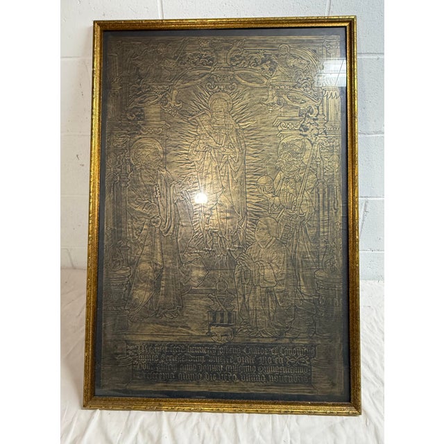 Large Antique Religious Brass Rubbing of the 1535 Memorial of Canon Henry Oskens For Sale In New York - Image 6 of 15