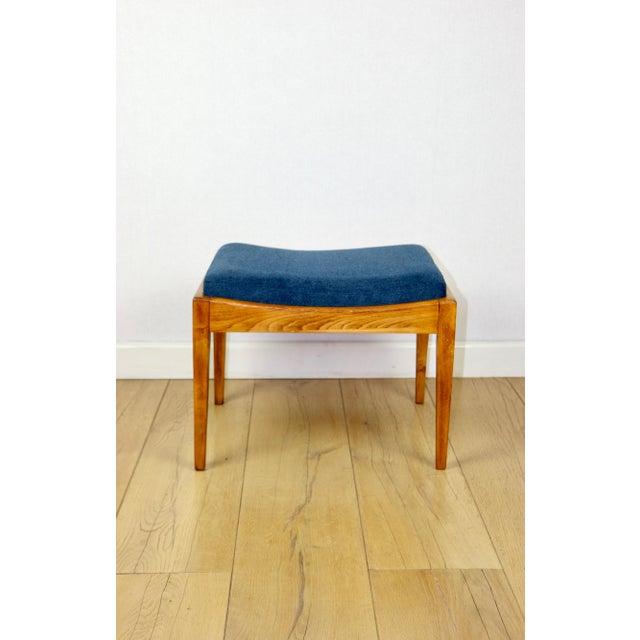 Blue Art Deco Stool Seat in Navy Blue Structural Fabric, 1970s For Sale - Image 8 of 8