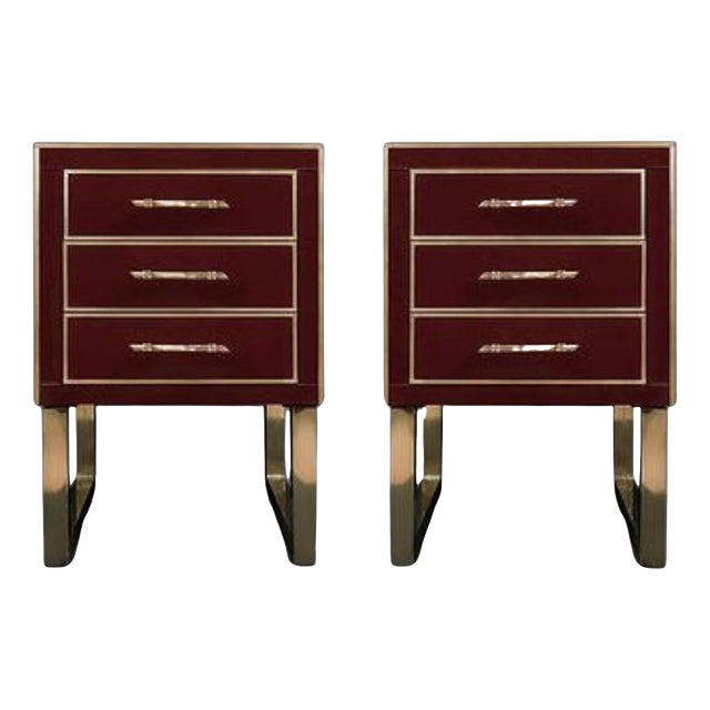 Handmade Bedside Tables in Glass and Brass from Justfurnituress SRL, Set of 2 For Sale