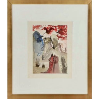 1960s Salvador Dali "La Divine Forêt" Purgatory Canto 28 Wood Engraving, Framed For Sale