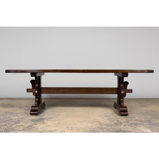 French Antique French Oak Monastery Trestle Dining Table For Sale - Image 3 of 18