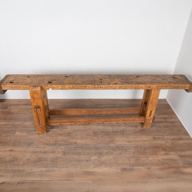 Rustic European 19th Century Rustic Carpenter's Workbench Console Table From France For Sale - Image 3 of 18