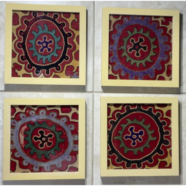 Textile Set of Four Antique Suzani Wall Hanging For Sale - Image 7 of 12