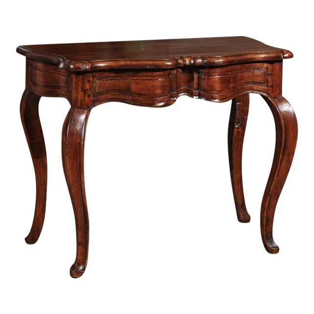 1750s French Louis XV Walnut Console Table with Serpentine Front For Sale