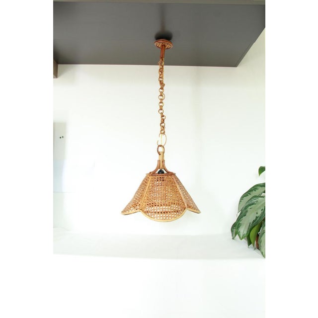 VintageOmbrellino Bamboo and Viennese Straw Ceiling Lamp, Italy, 1970s For Sale - Image 4 of 11