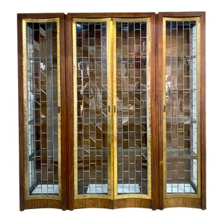Midcentury Heritage Leaded Glass Etagere For Sale