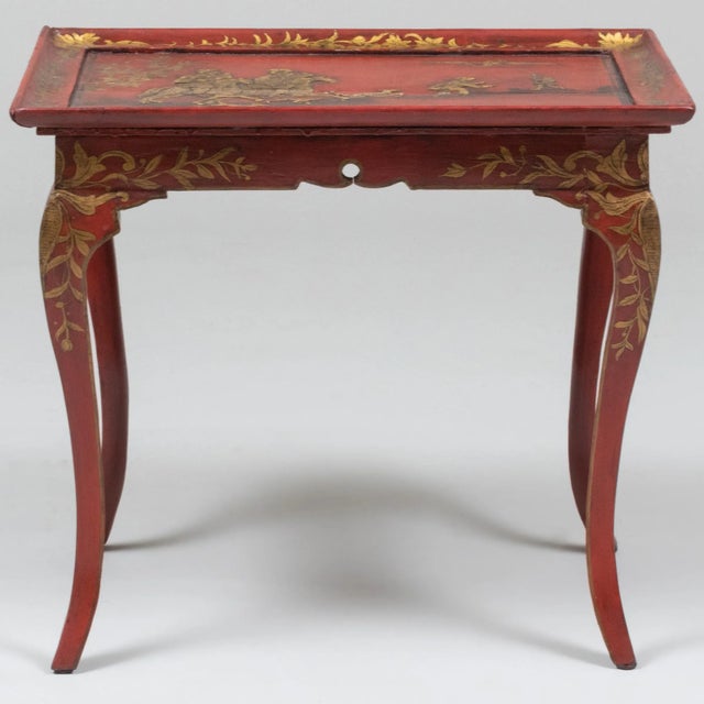 Antique Louis XV Style Chinoiserie Painted and Parcel-Gilt Side Table For Sale - Image 4 of 10