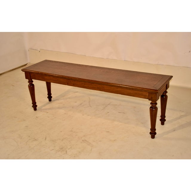 19th Century 19th Century English Oak Bench With Turned Legs For Sale - Image 5 of 10
