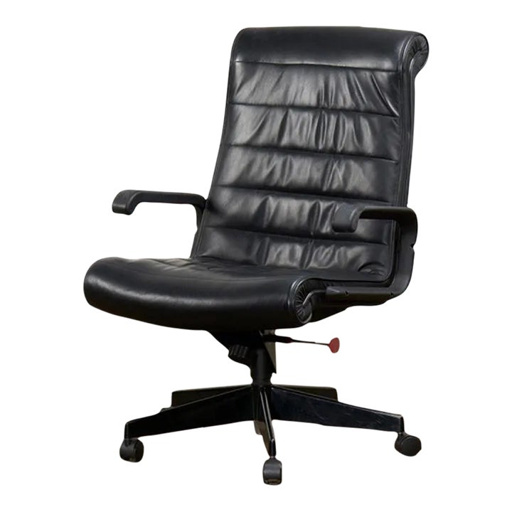 Black Leather Desk Chair by Richard Sapper for Knoll Inc/Knoll