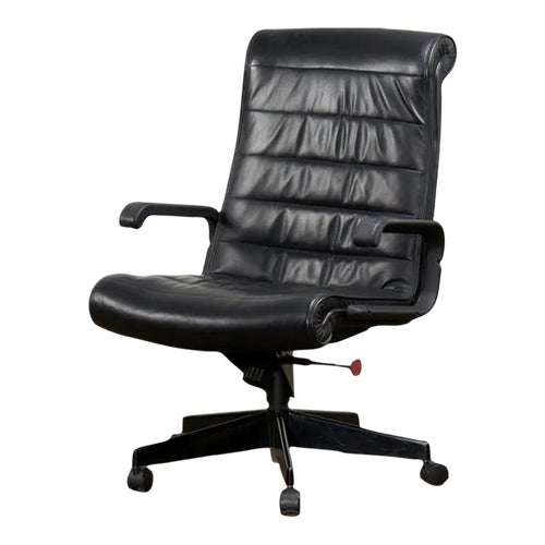 Black Leather Desk Chair by Richard Sapper for Knoll Inc/Knoll