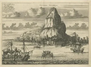 Montanus, Illustration of Pauromama or Mount of Pleasure, Japan, Print