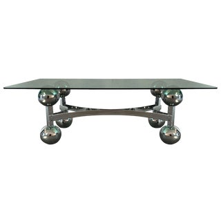 Vintage Space Age Chrome Coffee Table, 1970s For Sale